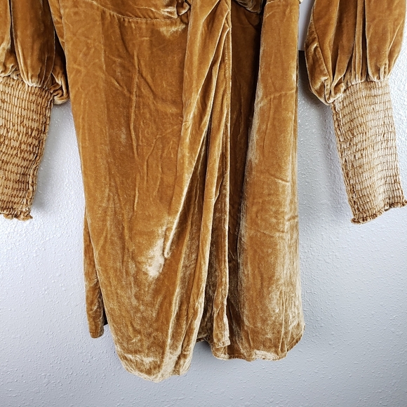Reformation Boheme Velvet Wrap Dress in Gold, Holiday, Velvet, Party - Picture 6 of 11